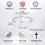 Vnox Stainless Steel Mens Cross Bracelets, Adjustable Rolo Link Chain Wristband, Christ Faith Jewelry Gift
