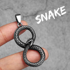 Ouroboros Eight Snake Men Necklaces with Pendant Stainless Steel Jewelry for Male Women Punk Hip Hop Accessories Gifts