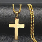 Jesus Cross & Saint Benedict Pendant Necklace — Stainless Steel