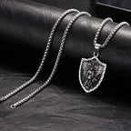 Vnox Archangel Saint Michael Shield Pendant Necklace Stainless Steel Vintage Protection Amulet Chain Jewelry Gifts for Men Women