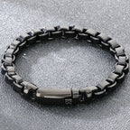 Vintage Cool 316L Stainless Steel Bracelet for Man 8MM Width Box Link Chain Cuff Bangle Classy Mens Boys Birthday