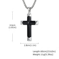 Luxury Natural Black Onyx Cross Necklace for Men,Waterproof Stainless Steel Cross Pendant,Jewelry Gift for Husband