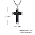 Luxury Natural Black Onyx Cross Necklace for Men,Waterproof Stainless Steel Cross Pendant,Jewelry Gift for Husband