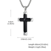 Luxury Natural Black Onyx Cross Necklace for Men,Waterproof Stainless Steel Cross Pendant,Jewelry Gift for Husband Father Son