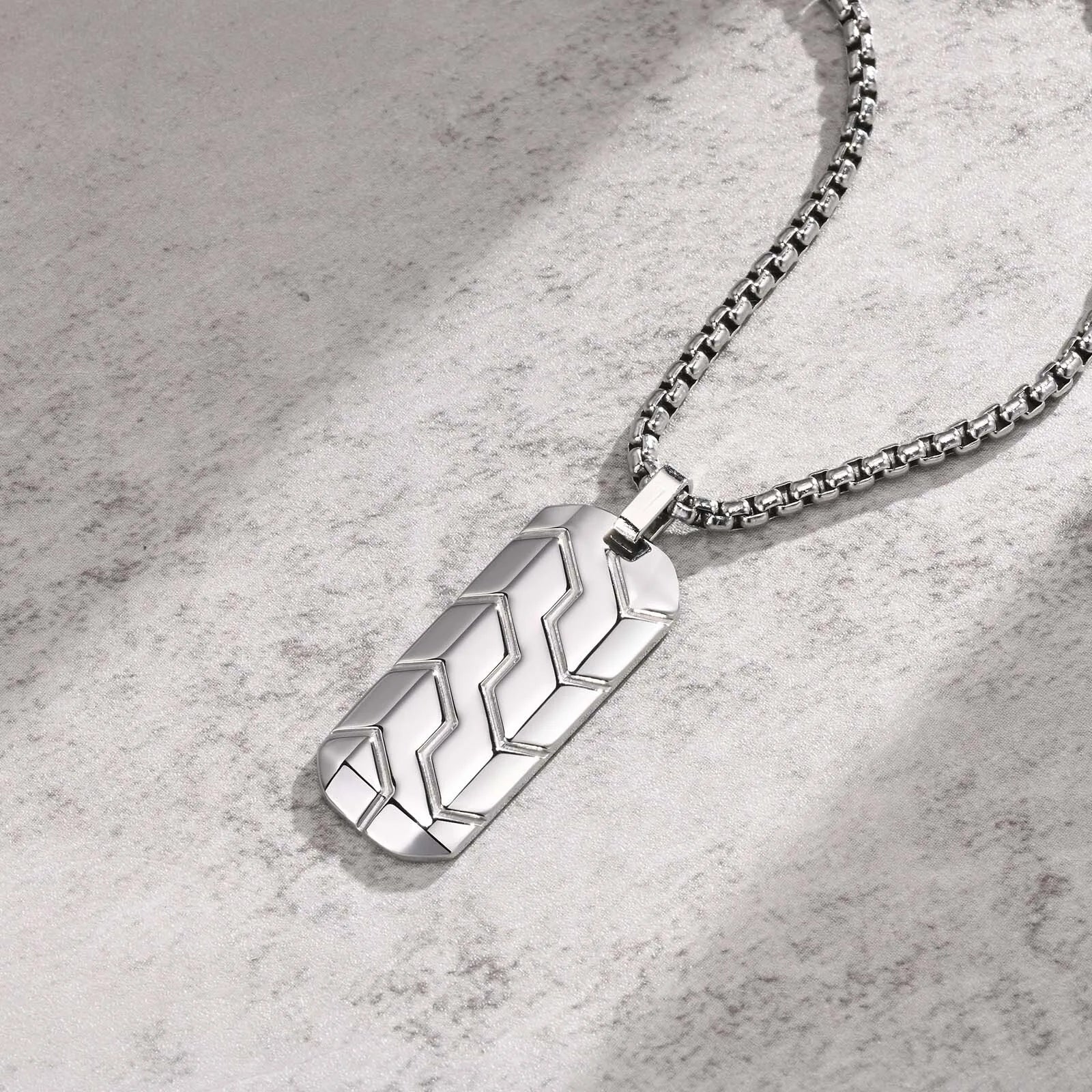 Military Dog Tag Pendant — Black Silver Stainless Steel