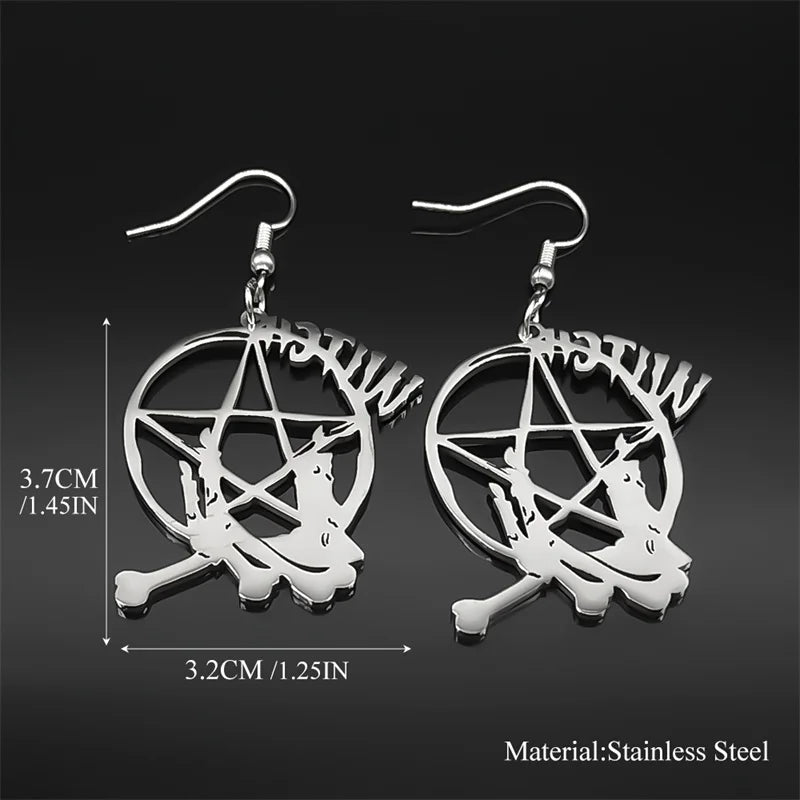 Star Baphomet Steel Earrings Goth Witchcraft Satan
