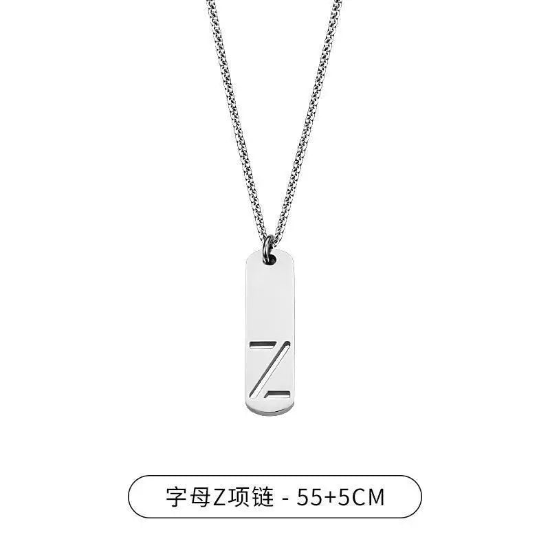 Steel Pendant Letter Rectangle Tags Initial