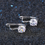 Simple Shiny Zirconia Hoop Earrings — Silver-Tone Daily Wear