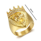 Lion Head Ring Gold Silver 3D Animal Band — Stainless Steel