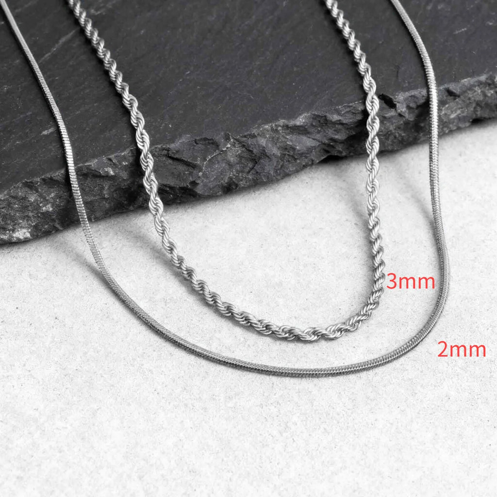 Two-Tone Twisted Rope Chain Necklace — Stainless Steel