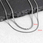 Two-Tone Twisted Rope Chain Necklace — Stainless Steel