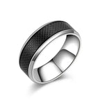Top Quality Simple Stainless Steel Men Rings Western Titanium Steel Black White Ring For Fashion Jewelry