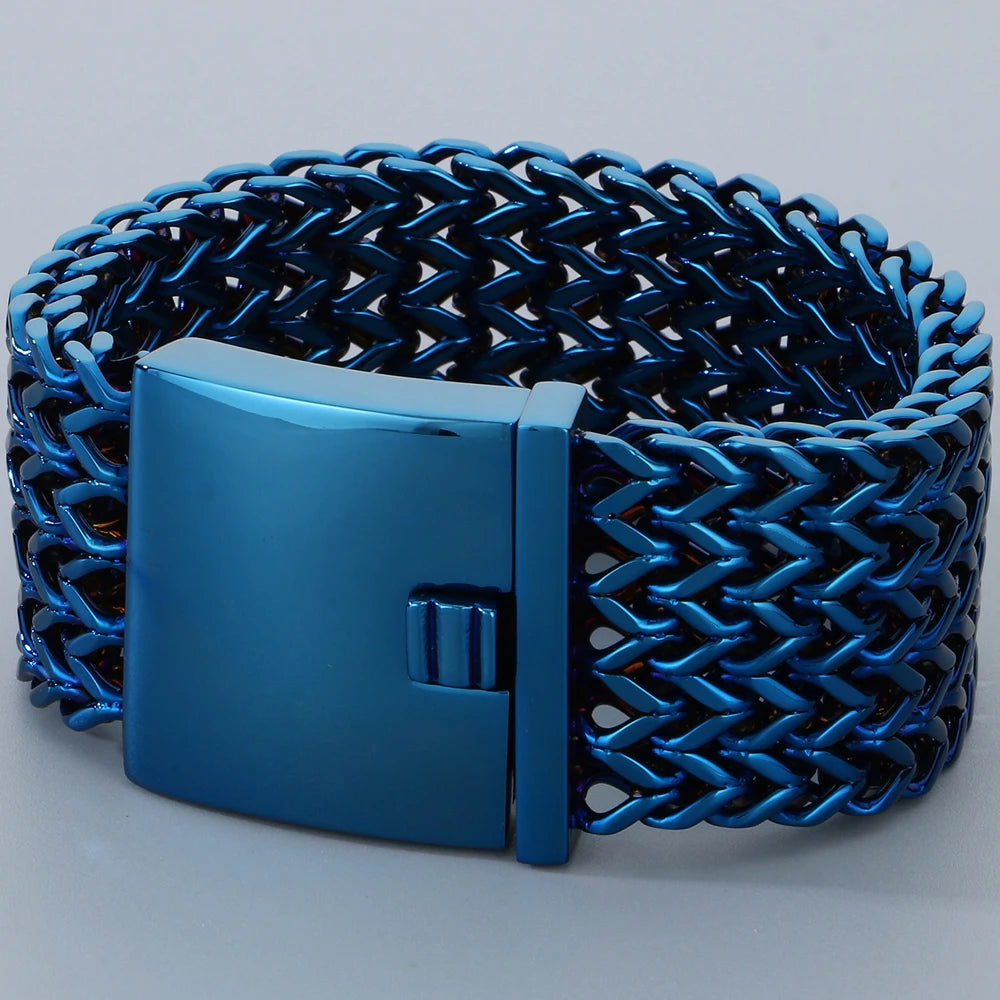 Massive 30MM Width 22CM Long Square Franco Chain Man Bracelet for Men Casting 316L Stainless Steel Men's Bracelets &