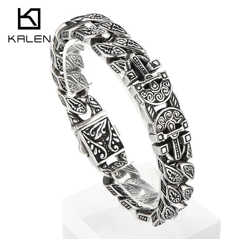 KALEN Cross Cuban Link Chain Bracelet Men‘s Heavy Stainless Steel 316L Male Charm Accessories Punk Personalized Jewelry