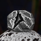 Cracked Fossil Retro Punk Biker Ring — Stainless Steel