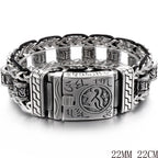 Cool Men‘s Stainless Steel Braided Rope Dragon Bone & Skull Head Bracelet for Man Religious Scripture Bracelets