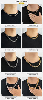 Iced Out Cuban Chain Necklace Stainless Steel Miami