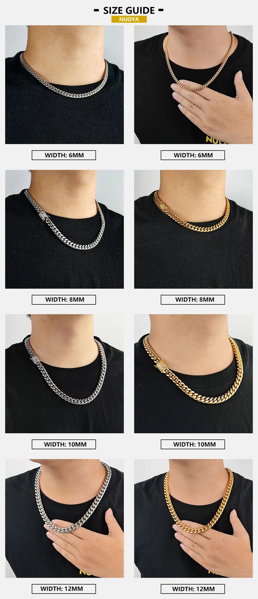 Iced Out Cuban Chain Necklace Stainless Steel Miami