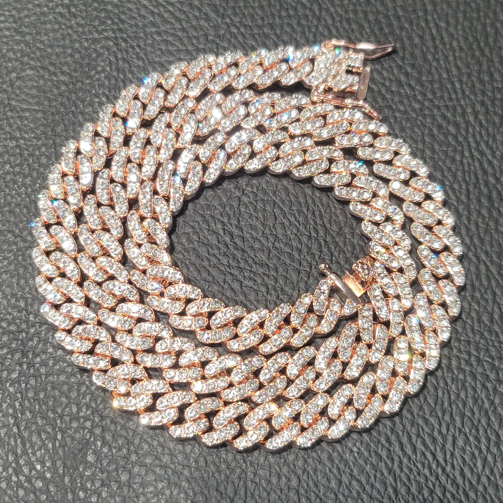 Fashion Hip Hop Miami Cuban Necklace Chain Full Diamonds 9mm 12mm 15mm 20mm 24mm Pendant Chains Long Buckle Closure Jewelry Gift