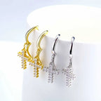 Iced Out Cross Lightning Stud Earrings