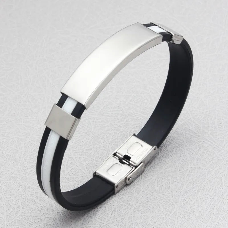 Steel Bracelet Metal Silicone Leather Gym