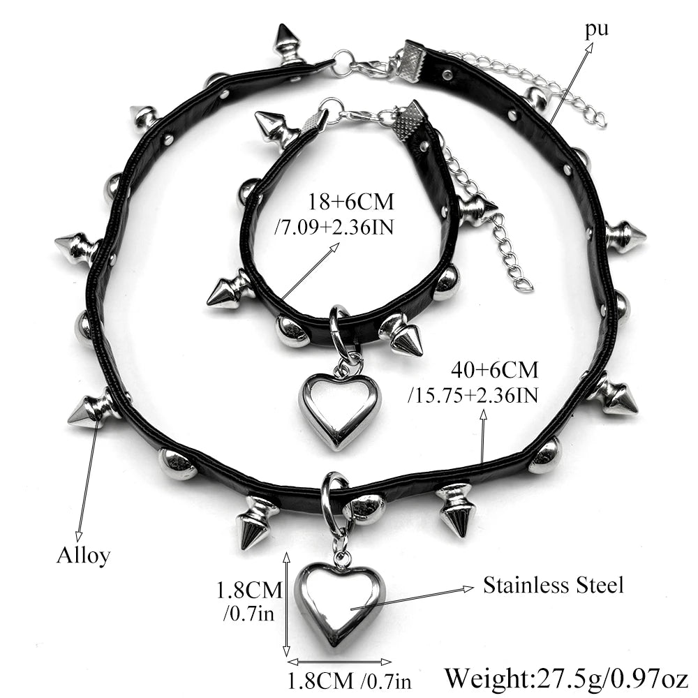 Gothic Heart Steel Pendant Punk Harajuku Choker