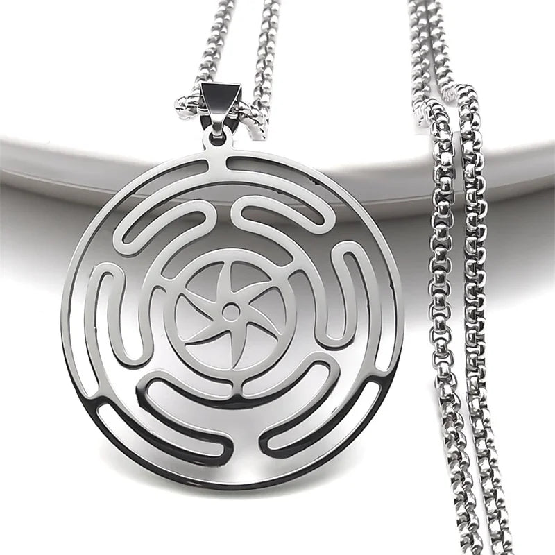 Hecate Wheel Pendant Necklace — Stainless Steel