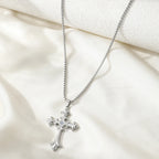Stainless Steel Necklace Hip Hop Street Creative Fashion Cross Pendant Necklace For Women Jewelry Party Commuter Matching