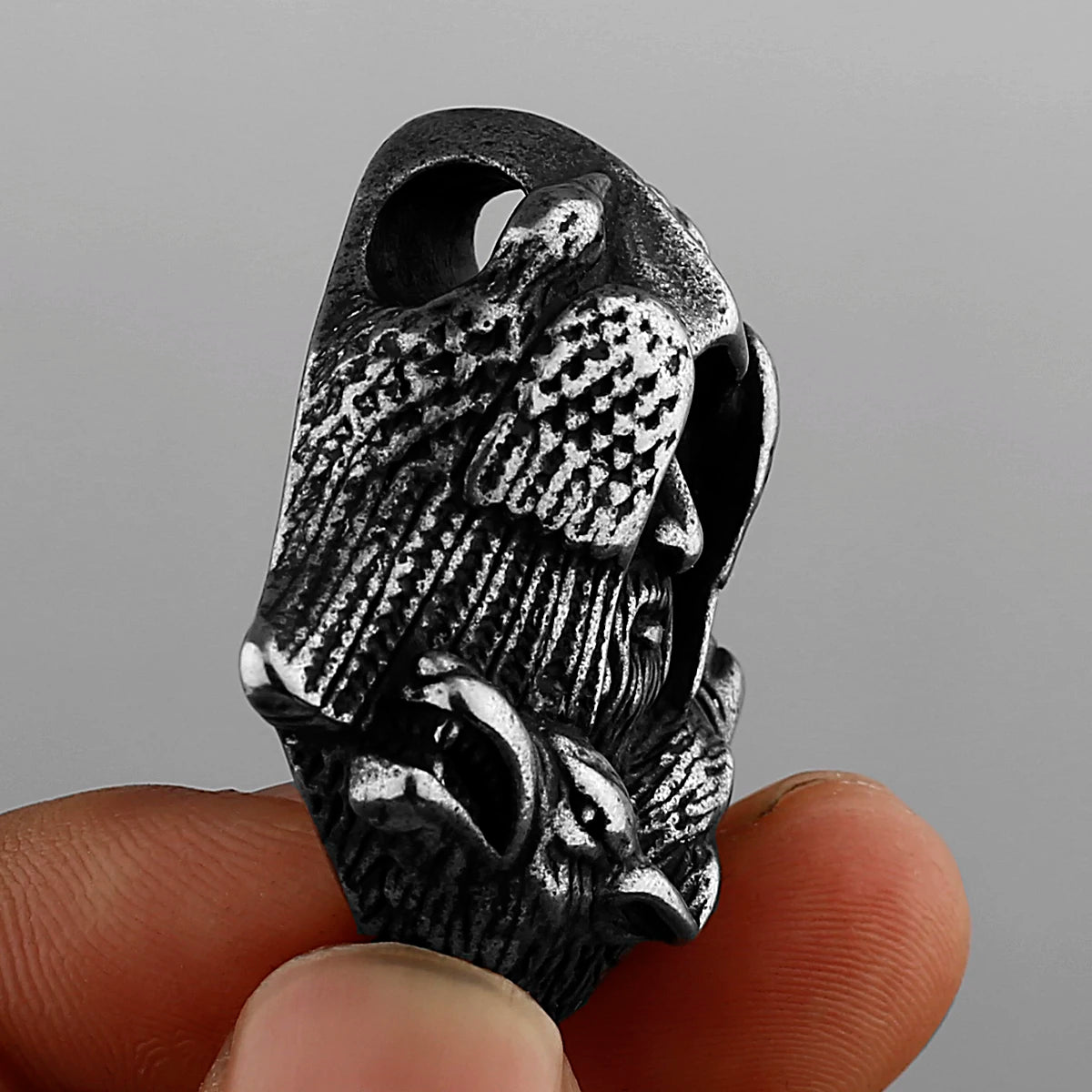 Nordic Viking Retro Odin Head Crow Wolf Pendant Men's Fashion Gothic Viking 316L Stainless Steel Pendant Necklace Gift Jewelry
