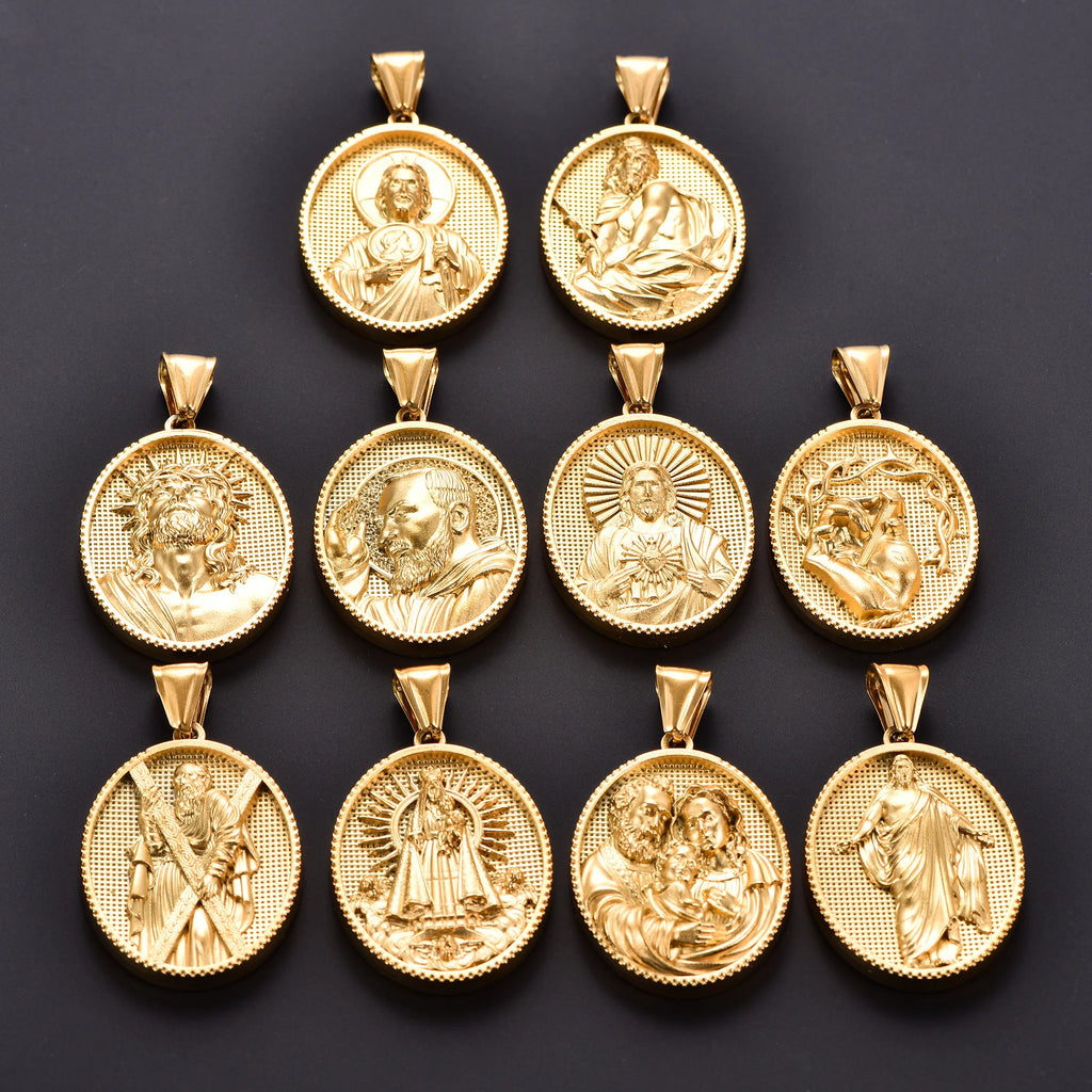 Jesus Cross Gold Pendant Necklace