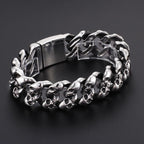 Personalized Skull Bracelet Men‘s Punk Chunky Stainless Steel Accessories Polished Gold Color Cuban Chain Trendy Jewelry