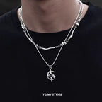 Titanium Steel Double-layer Moon Star Necklace Luxury Clavicle Chain Hip Hop Non Fading Couple Jewelry New Unisex  Punk Gift
