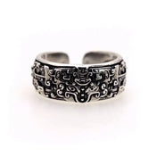 Retro Taotie Chinese Mythology Ring For Men Silver Color Punk Gothic Adjustable Ring Unisex Jewelry Accessories Gift