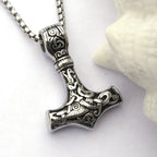 Vintage Odin Viking Hammer Pendant Necklace for Men Stainless Steel Chain Party Jewelry