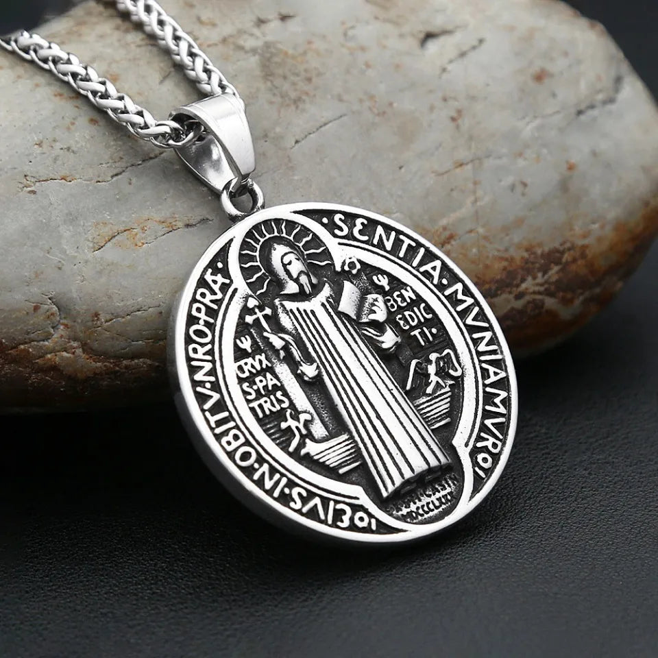 Saint Benedict Steel Pendant Vintage 316L Exorcism