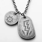 Lightning Pray Tag Pendant — Stainless Steel