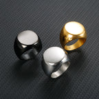 Stainless Steel High Polished Gold Plated Round Smooth Blank Signet Ring for Men Women Fast and Furious Ring Jewelry