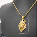 Iced Out Crown Lion King Pendant — Two-Tone