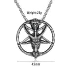 Gothic Vintage Pentagram Satanic Sheep Pendant Necklace For Men Punk Stainless Steel Biker Animal Necklaces Amulet