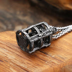 Gothic Cage Skull Pendant — Black
