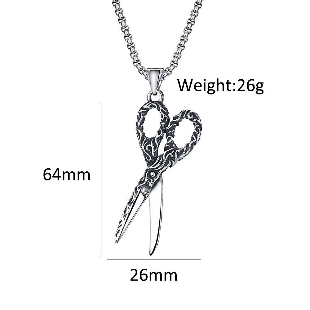 Scissors Pendant Necklace — Stainless Steel