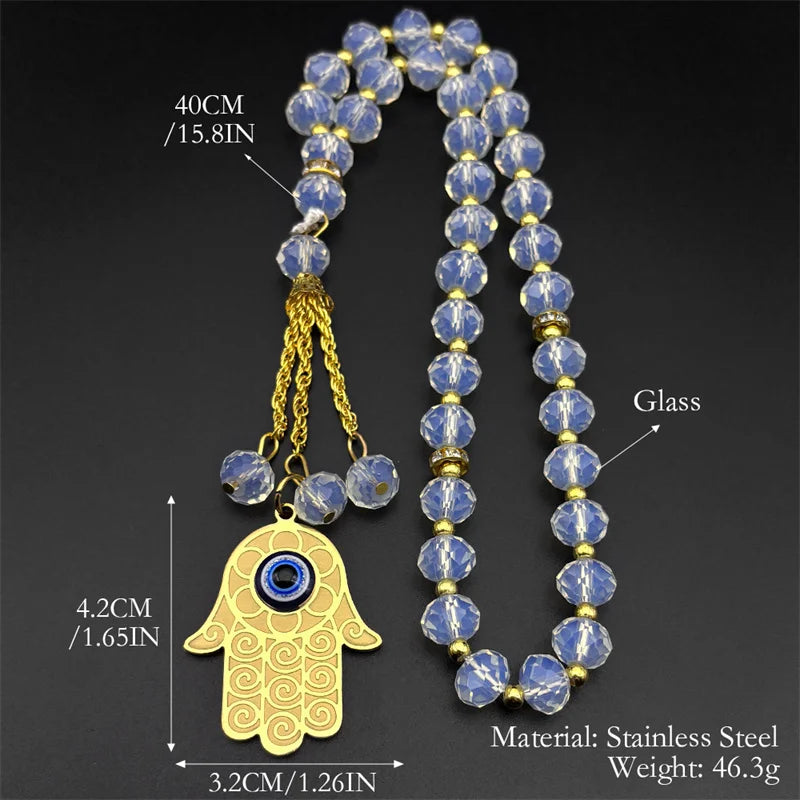 Hamsa Evil Eye Pendant Necklace — Stainless Steel
