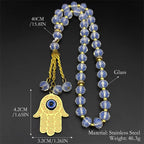 Hamsa Evil Eye Pendant Necklace — Stainless Steel