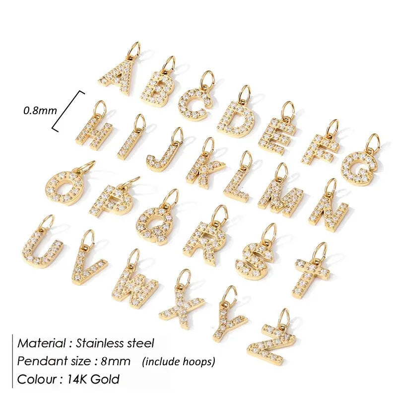 Letter Charm Pendant Necklace — Gold Iced