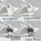 Onlyfans Custom Engrave Name Photo Necklaces for Women Men Stainless Steel Fine Jewelry Personalized Square Pendant Family Gift