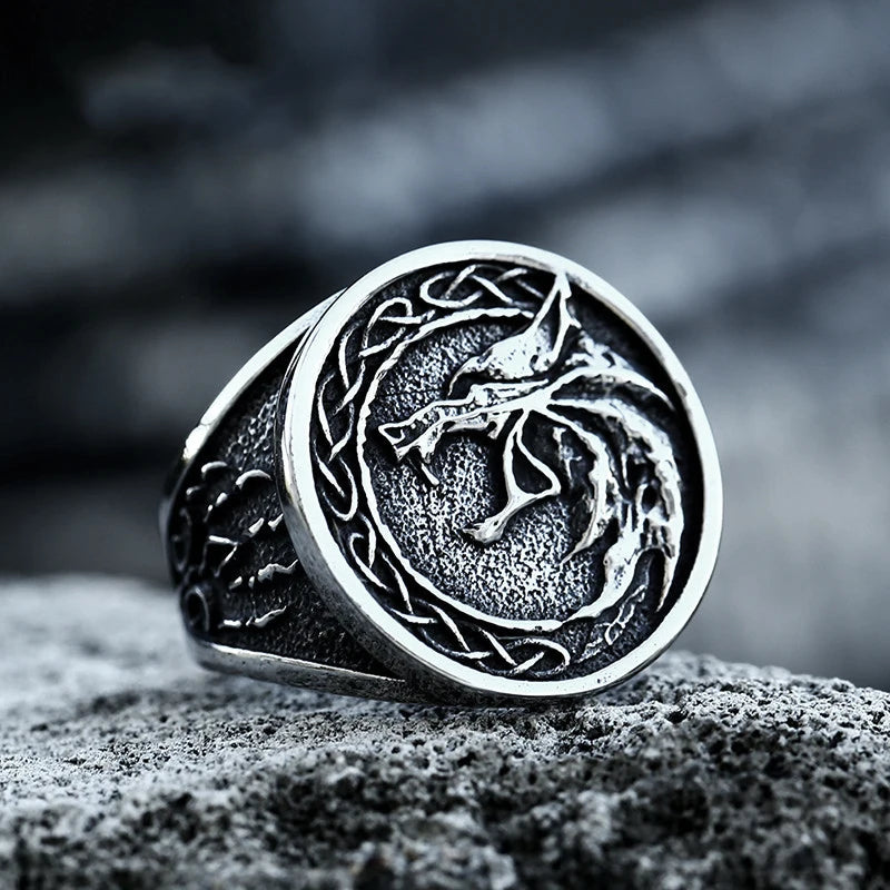 New Creative Stainless Steel Viking Warrior Double Axe Ring for Men Fashion Punk Hip Hop Party Jewelry