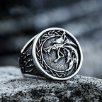 New Creative Stainless Steel Viking Warrior Double Axe Ring for Men Fashion Punk Hip Hop Party Jewelry