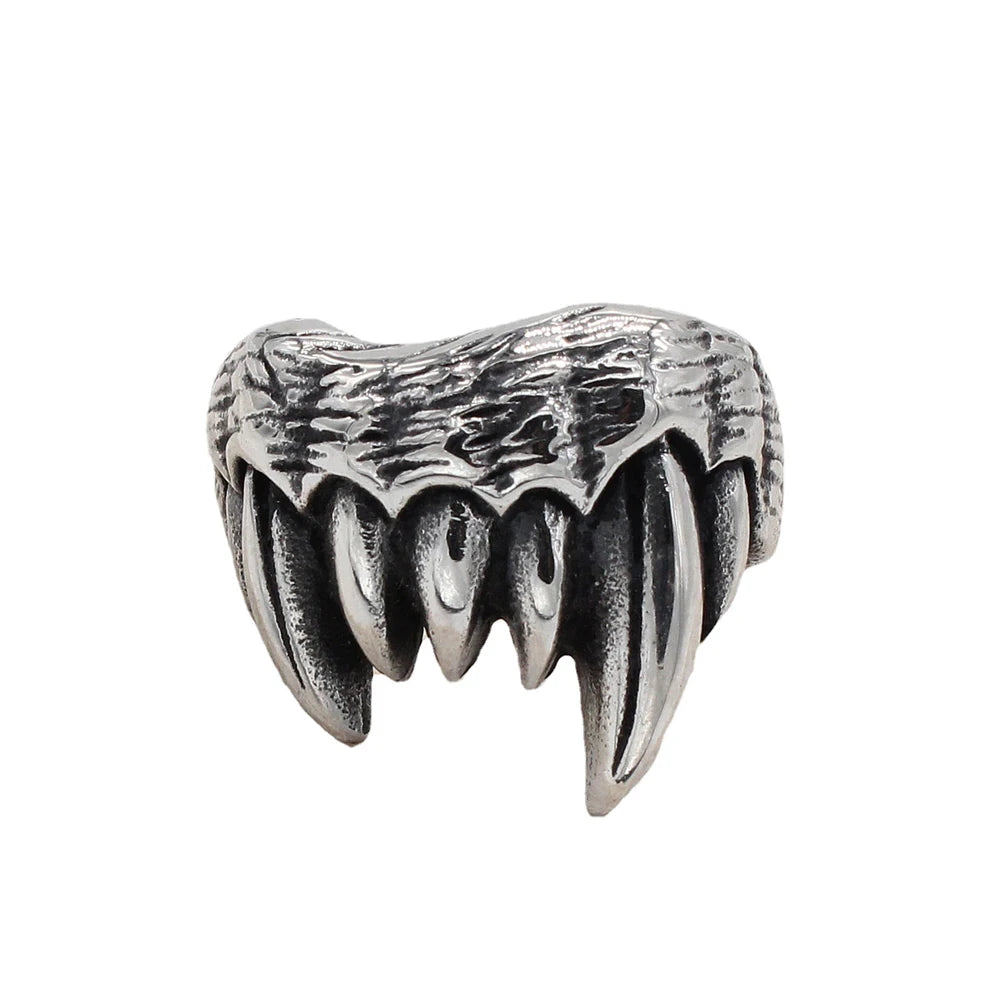 Fashion Punk Stainless Steel Fire Dragon Rings For Men Women Hip Hop Biker Vintage Vikings Animal Ring Amulet Jewelry