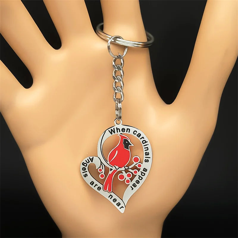 Heart Key Silver Pendant Shaped Cardinal
