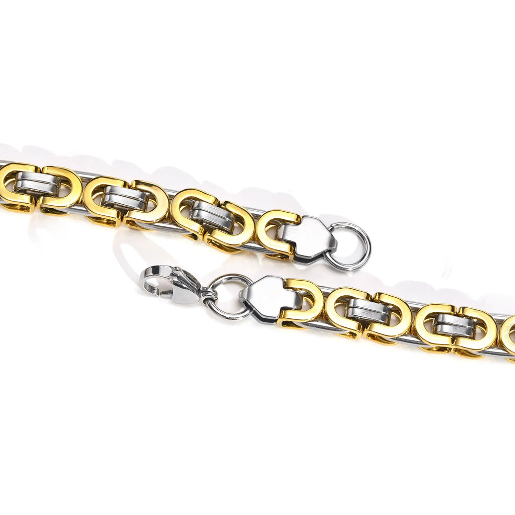 Flat Byzantine Chain Link Bracelet — Stainless Steel